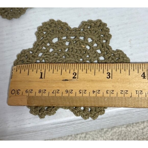Handcrafted Brown Crochet Doilies 3.5" Set Of 4 Decorative Vintage-Inspired Desi - Picture 4 of 4
